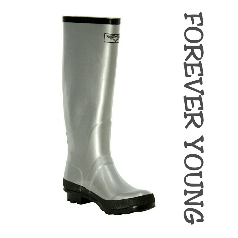 Women's Rain Boots, Rubber Tall Rainboots, #1410, Gunmetal